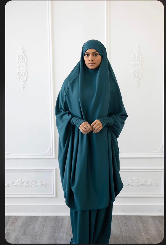 Aisha Two Piece Jilbaab Teal Blue