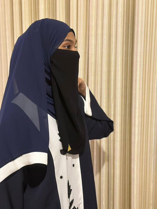 Korean Zoom Hand Work Abaya Black